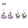 Lightweight Cartoon Pendant 1 Pair Acrylic Halloween Earrings for Women, 2D Flat Cute Holiday Party Accessories Ghost Skull Dangle Drop Earrings,