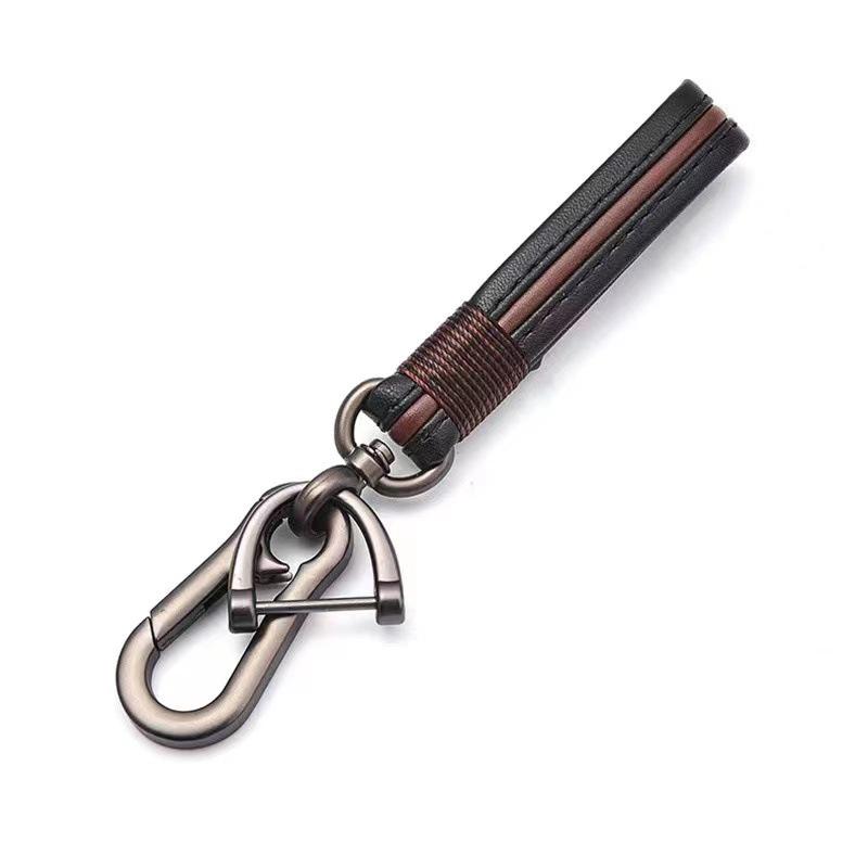 Luxury Lanyard Car Keychain Male And Female Leather Zinc Alloy Buckle Key Ring Pendant Motorcycle Keychain Gift
