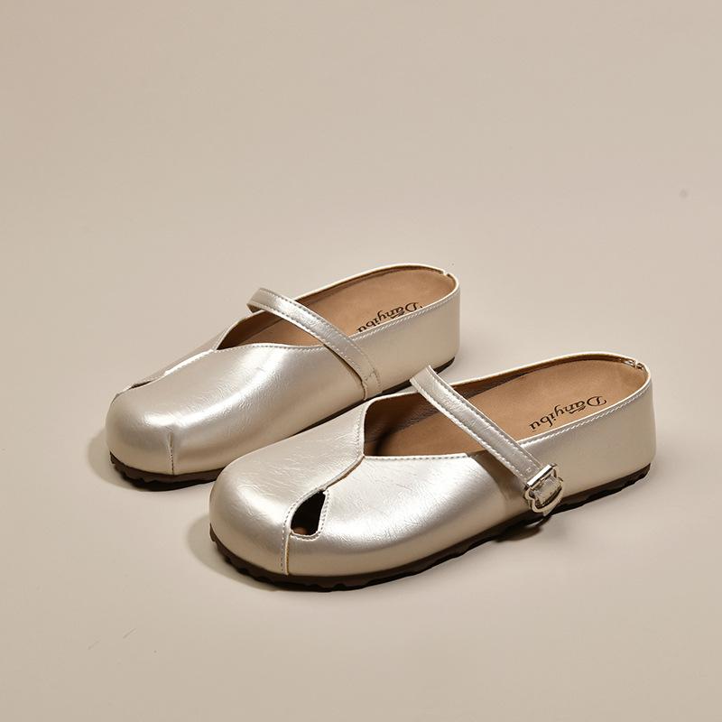 

French retro inner heightening bag head half slippers women s summer outer wear 2025 new versatile sandals one pedal lazy shoes 40 розового золота