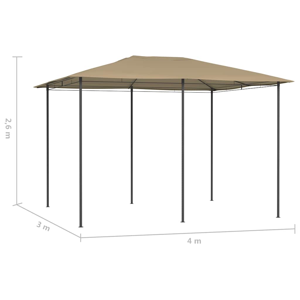 vidaXL Pavillon 3x4x2,6 m Taupe 160 g/m²
