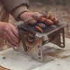Foldable Barbecue Oven with BBQ Grill Stainless Steel Charcoal Oven for Outdoor Camping 210x160x125mm
