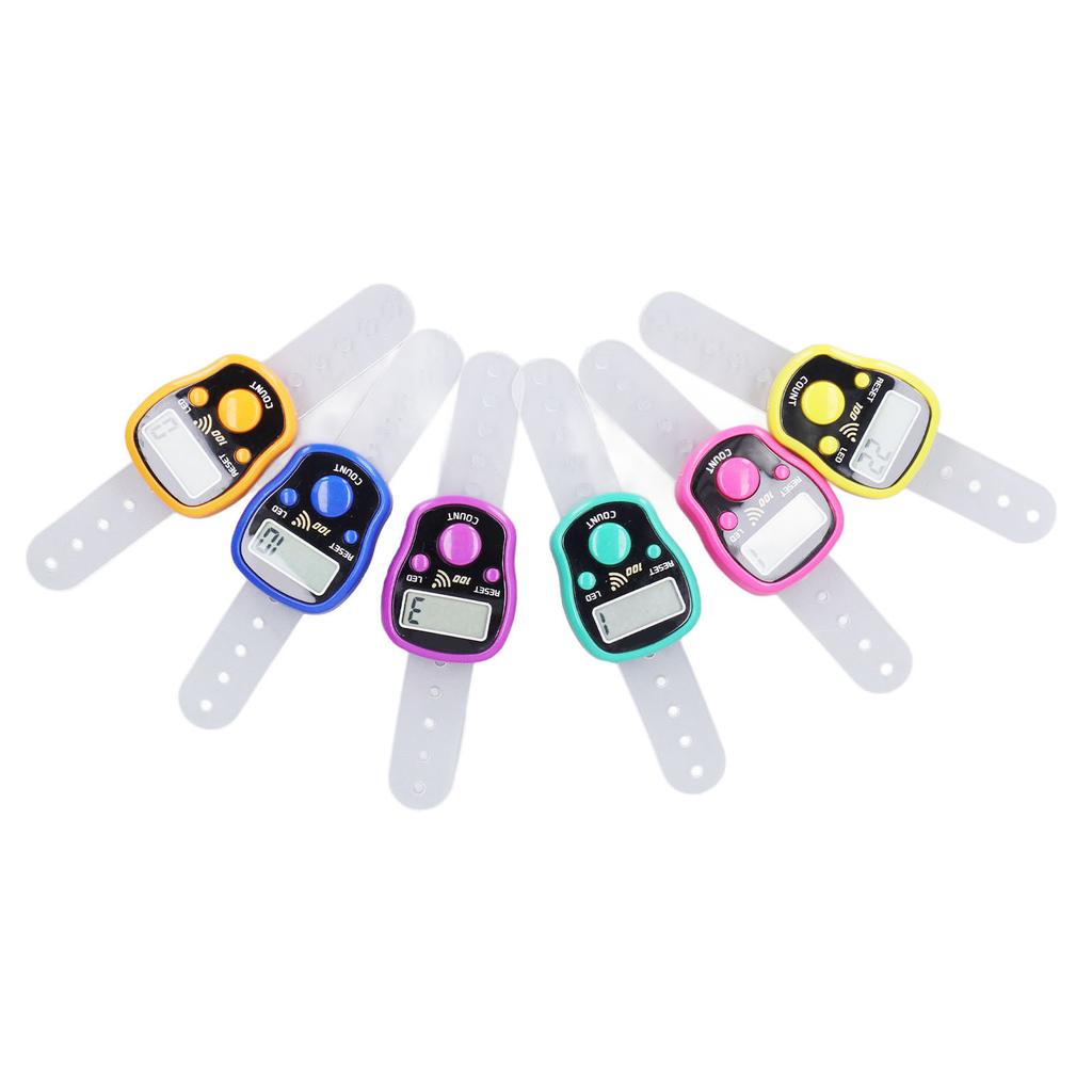 6 Pcs Electronic Finger Counter Portable Lightweight Adjustable Ring Clicker Counter with LED Light