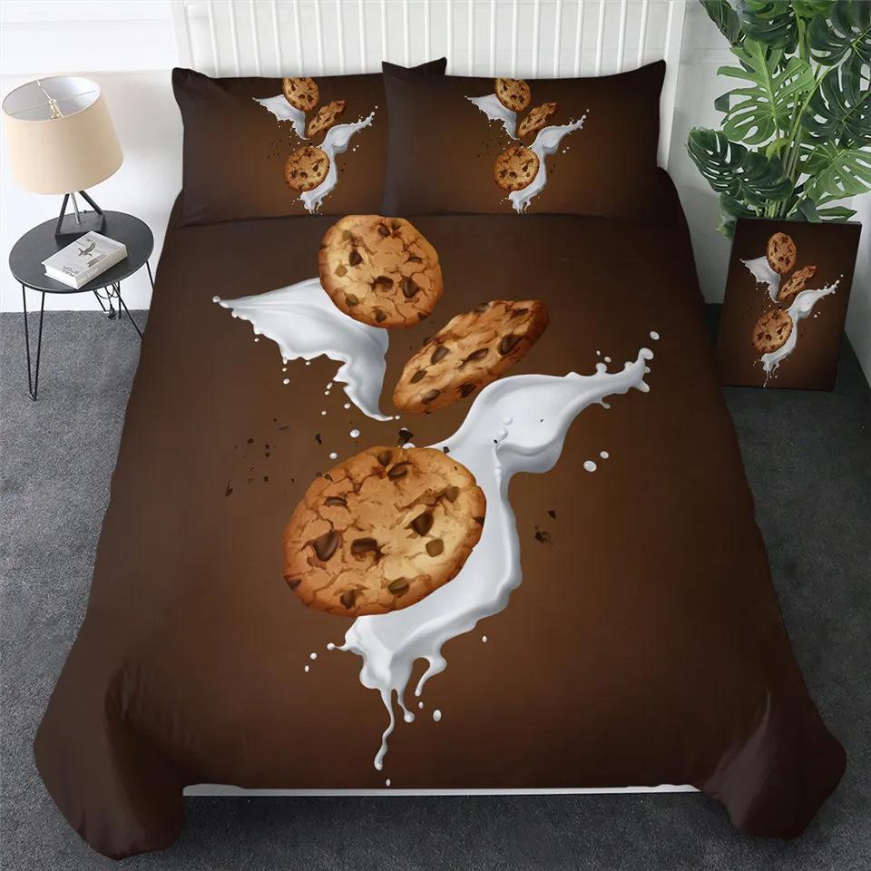 Gourmet Pancake Pattern Duvet Set Fun Three-Piece Set Suitable For Boys And Girls