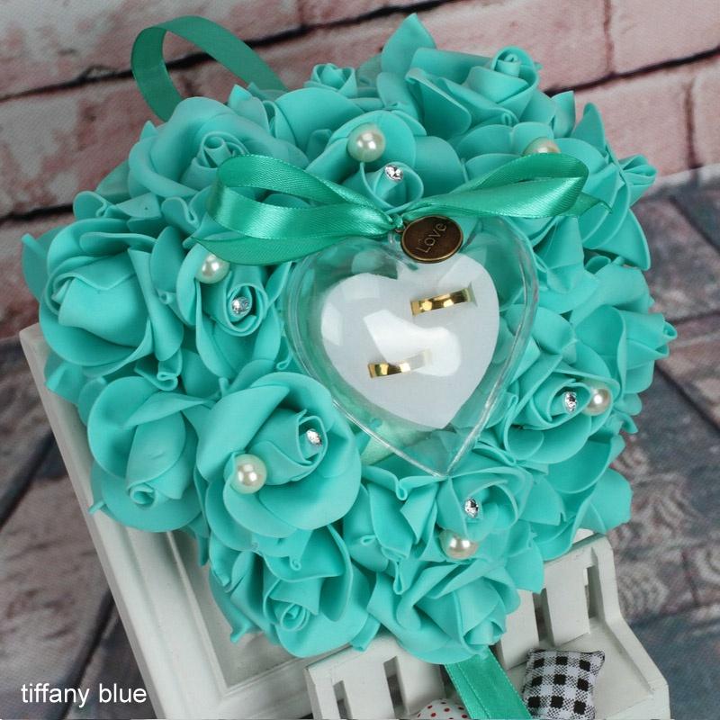1 Stück Party DIY Dekorationen Herzform Simulation Rosenblüten Schmuckkästchen Ringbox Hochzeit Eheschmuck Ringkissen Kissen