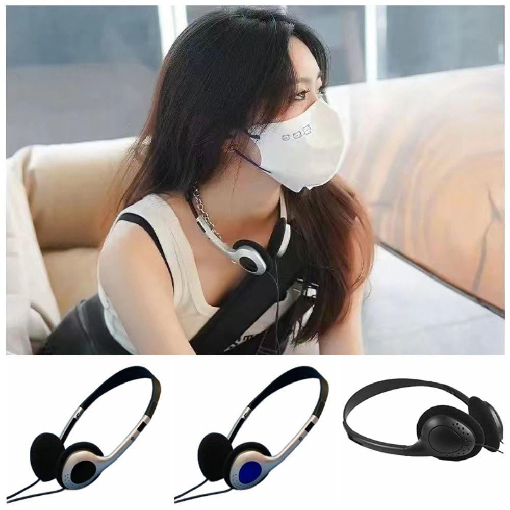 Retractable Earphones Metal Head Mounted Headphones Y2k Headset  MP3 Player
