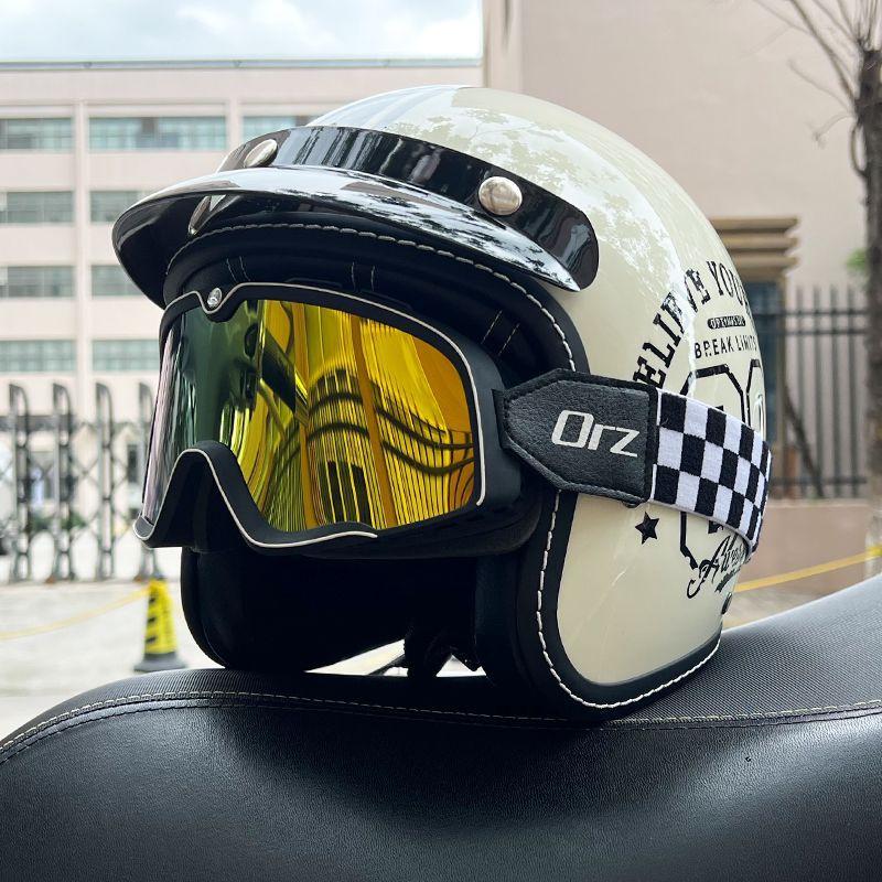 Retro Motorcycle Helmet Men's and Women's Electric Vehicle Scooter 3/4 Half Helmet