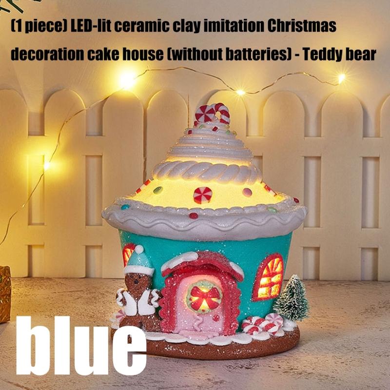 Glowing Ceramic Simulation Christmas House Decoration With LED Lights  Battery Powered Handmade Holiday Gift