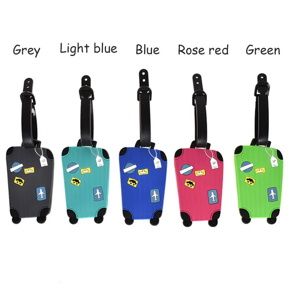 Etiqueta Identificadora Kawaii para Viagem de Negócios Mochila Bolsa de Mão Etiqueta de Bagagem de Silicone Mala de Viagem Tags de Nome ID com Alça