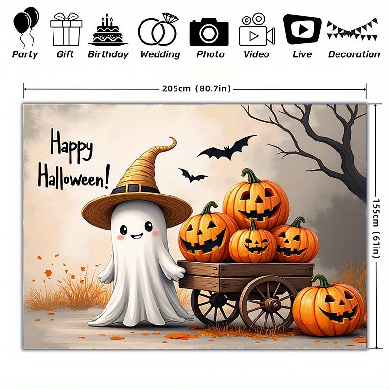 One Halloween party banner - featuring a cute pumpkin and witch hat design with a polyester fabric background.zyc