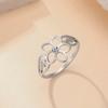 Bague Fleur en Acier Inoxydable Avec Zircon Transparent Bagues pour Femmes Alliance Bijoux Bohèmes Cadeau d'Anniversaire