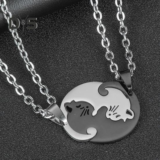 1 Pereche Colier Cuplu Pisică Îmbrățișându-se Pandantiv Asortat Colier Choker Prieteni Părinți Colier cu Farmec Bijuterii Cadou