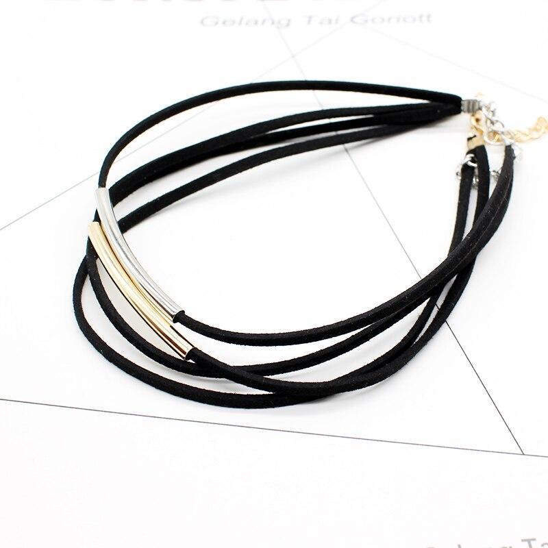 Collana Girocollo Boho A Strati In Pelle Scamosciata E Velluto Nero | Con Perline Argento, Regolabile, Gioiello Vintage Per Donna