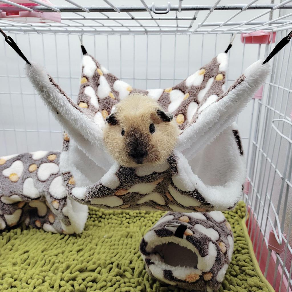 Double Layered Hamster Plush Hammock Cozy Warm Four Seasons Small Pet Hanging Nest Pet Supplies for Small Pet Hamster Guinea Pig
