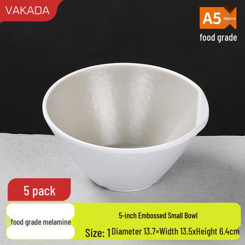 VAKADA Melamine Round Shallow Serving Bowls (5-Pack)