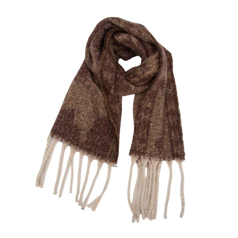 Women Winter Retro Knitted Scarf Headscarf Ladies Casual Animal Print Tassel Warm Scarve Mujer Foulard Thick Wrap Shawl New