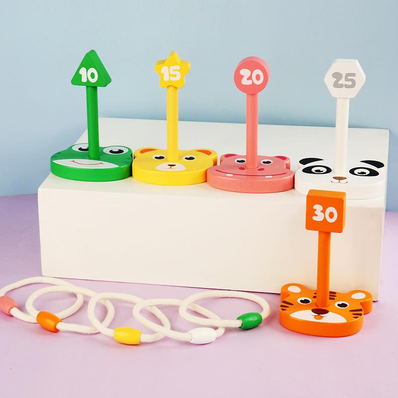 Wooden Ring Toss Game for Kids: Interactive, Sensory, Educational Toy for Kindergarten and Parent-Child Play.