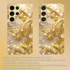 Butterfly Electric Gold Plated Glass Phone Case Suitable for Samsung GalaxyS26 S25 S24 S23 S22 S20FE/Ultra/Plus Anti Fingerprint