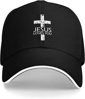 Jesús Te Ama Gráfico de Cruz Gorra de Béisbol Poliéster Ajustable Exterior Gorra de Papá Unisex