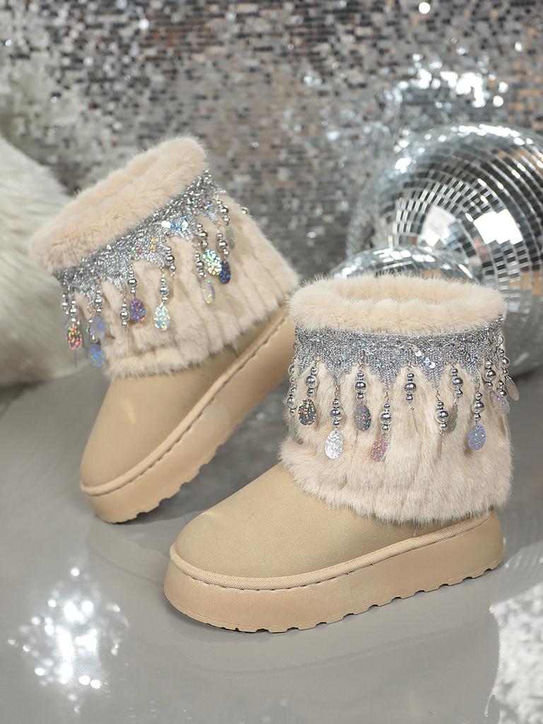 Foreign trade velvet thickened warm snow boots women's 2025 autumn and winter new thick bottom heightening fur integrated non-slip