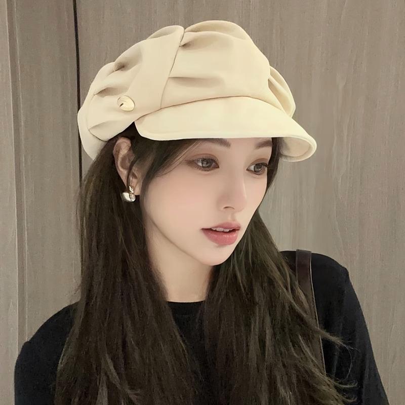 British Style Retro Beret Versatile for Spring and Autumn with A Large Head and A Newsboy's Cloud Cap