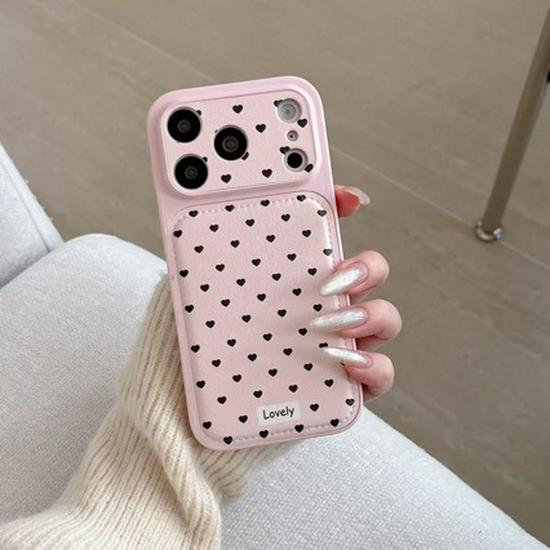 Ins Korean Style Polka Dot Apple 16/17 ProMax Airbag Leather Texture Phone Case, IP15 Large Hole, New Style for 14