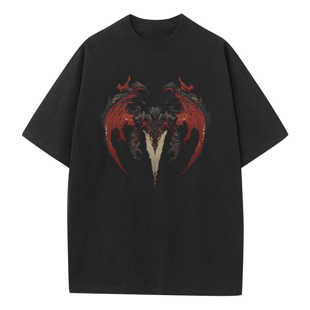 Spring and Summer Cool Printed Monster Heavy Comfortable Men's and Women's T-shirt Cool Cotton Versatile Loose Shirt