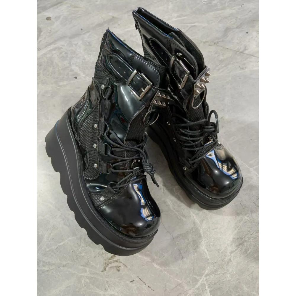 Women's New Slope Heel Leather Autumn/Winter Thick Bottom Fashion Short Boots Women's Boots Short Boots