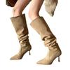 Big tube stacking boots pointed boots women's thin heel high boots high heel thick leg knee boots