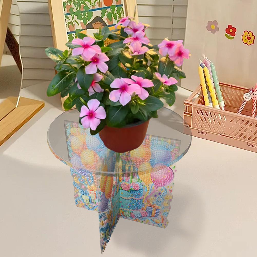 Acrylic Sunflower Diamond Painting Plant Stand Diamond Art Potted Plant Holder Rhinestones Plant Display Shelf for DIY Art Craft