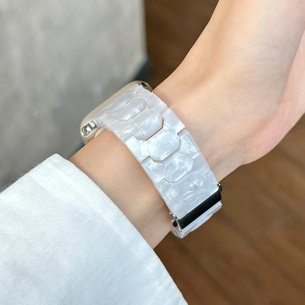 

Resin Watch Band for Apple Watch iWatch Series 11/10/9/8/7/6/5/4/3/2/1/SE3 Band Women Tortoise Fashion Lightweight Bracelet 38mm 40mm 41mm жемчужина белый
