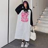 Large size casual sports thin hooded sweater women's early autumn women's clothing fat mm belly cover and thin age reduction straight dress