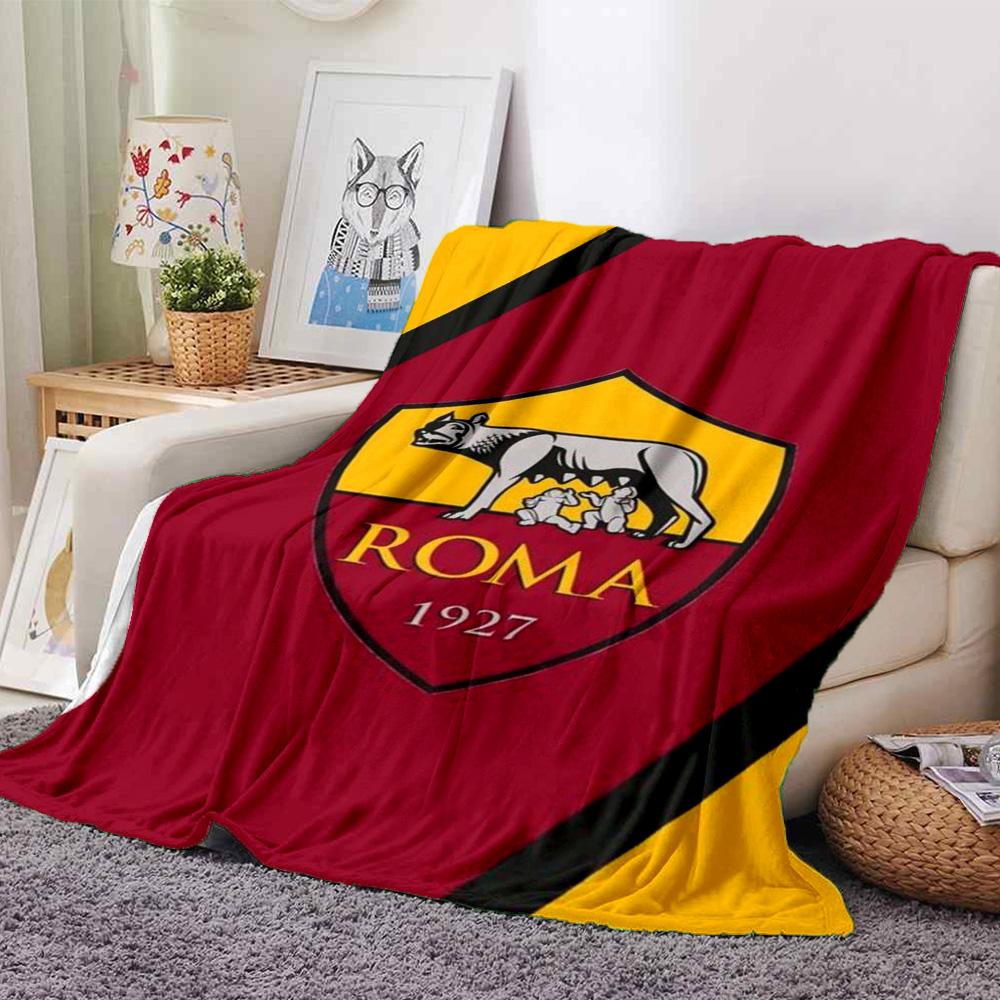 Coperta in Flanella con Stampa Logo AS Roma Alta Qualità Calda Confortevole Coperta per Tutte le Stagioni Perfetta per Regali Decorazione per la Casa