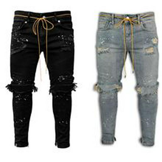 European Men's Slim Fit Ripped Jeans - Autumn Trend Elastic Small Leg Pants