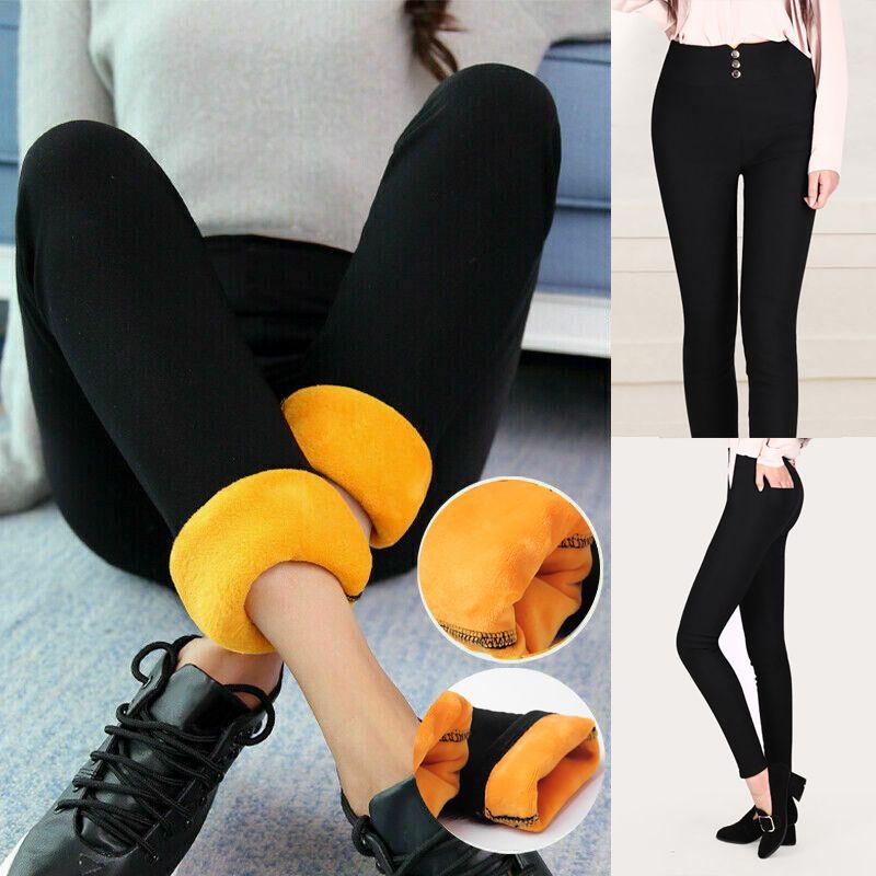Womens Winter Warm Thick Trousers Faux Fleece Thermal Stretchy Leggings Pants