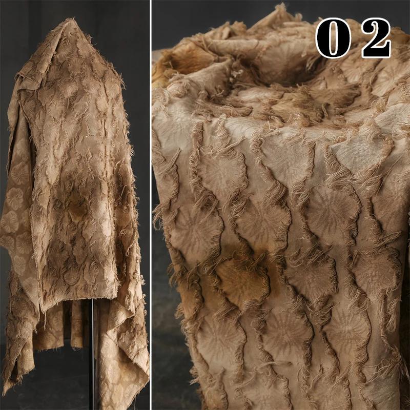 50x140cm Tie-Dye Linen Cotton Fabric Extured Tassel Floral Cloth DIY Dress Material Handmade Wedding Party Cloth Supplies