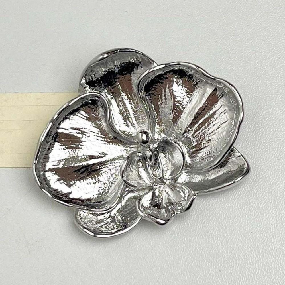 Vintage Orchid Flower Brooch Corsage Ornament Metal Glossy Brooch Butterfly Orchid Pin Men