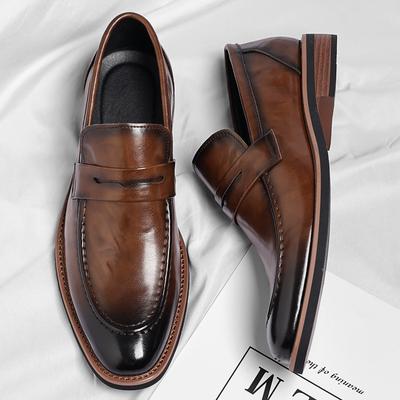Men's Loafers High Quality Classic Gentleman Style Office Work Adult Suit Leather Shoes Black Luxury New 37-48