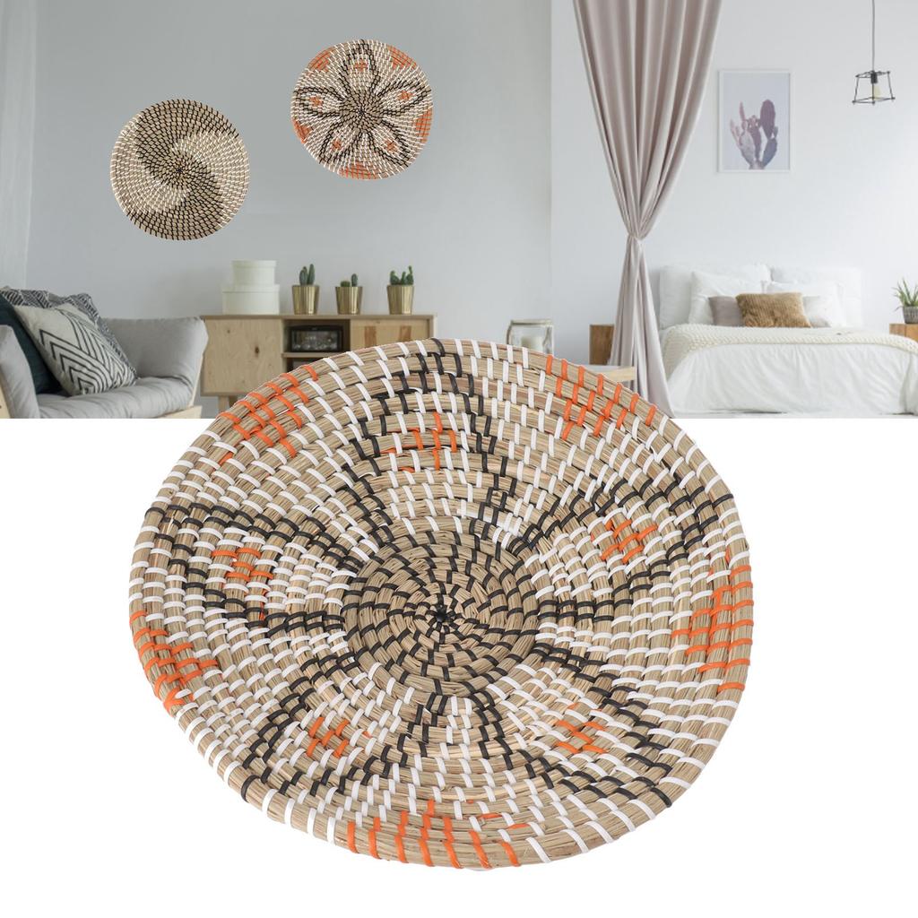 Woven Wall Basket Decor Handcrafted Seagrass Hanging Baskets Multifunction Woven Insulation Pad for Living Room Kitchen