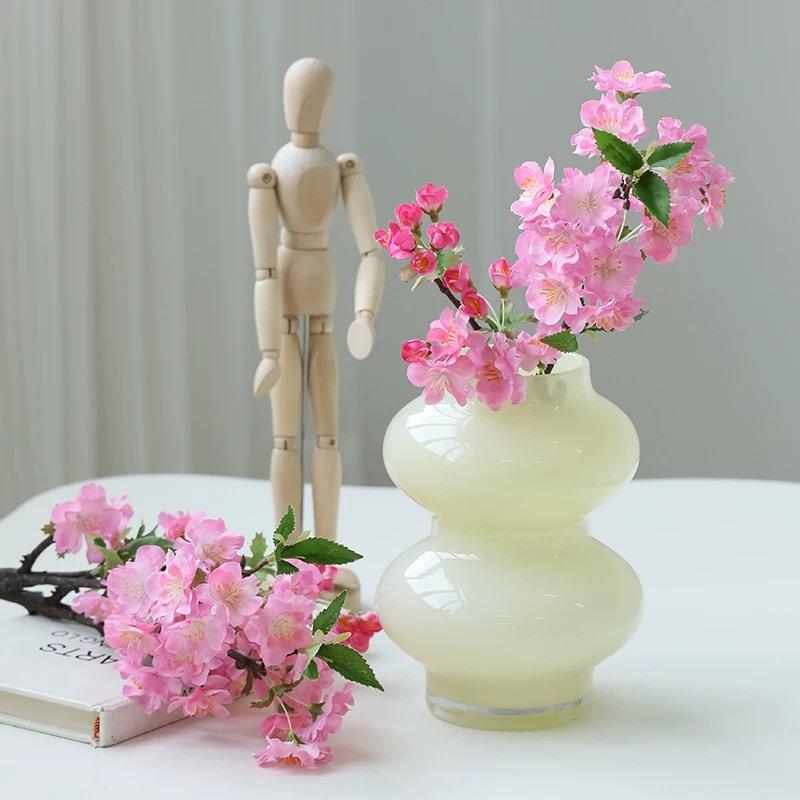3Pcs White Cherry Blossom Artificial Flowers Spring Home Wedding Decor Table Centerpiece Flowers Pink Japanese Aakura Floral