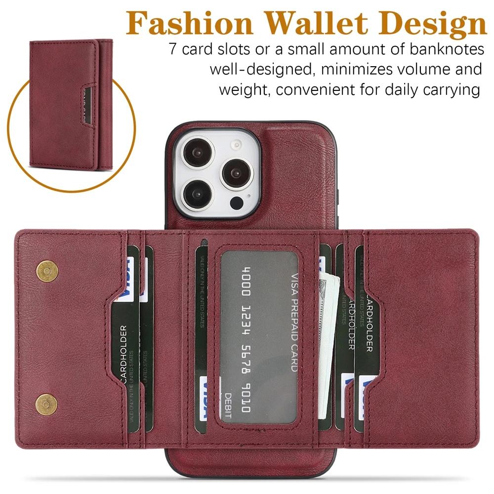 2 in 1 Detachable Magsafe Case for IPhone 17 Air 16 Promax15 Plus 14 Pro 13 Pro Max 12 Magnetic 7 Card Slots Holder Phone Cover
