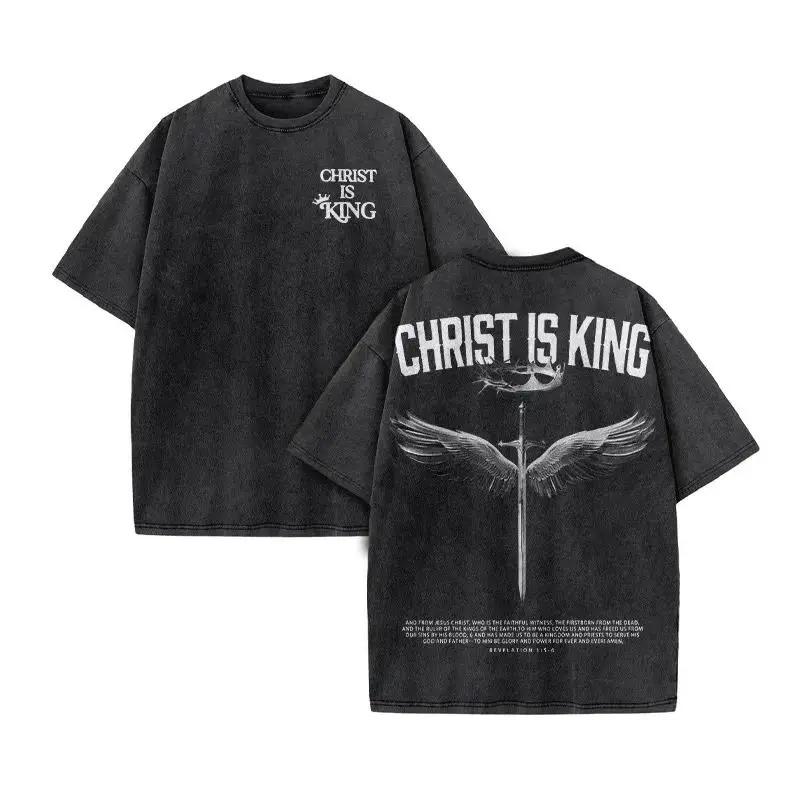 Christian Unisex Women Washed Graphic Print T Shirt Version Casual T Shirt Cotton Christian Vintage T Shirt Harajuku Style