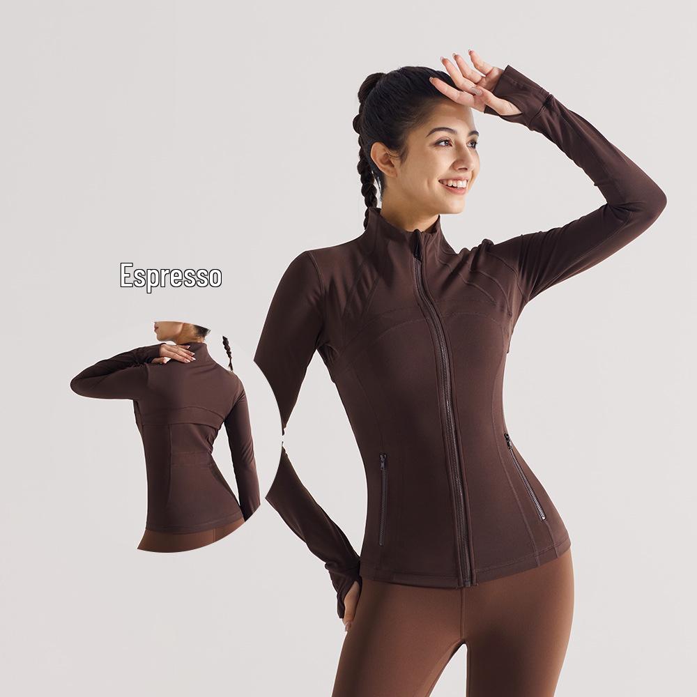 

Женская куртка для йоги больших размеров - Воротник-стойка, Длинный рукав, На молнии, Спортивная одежда для фитнеса Large