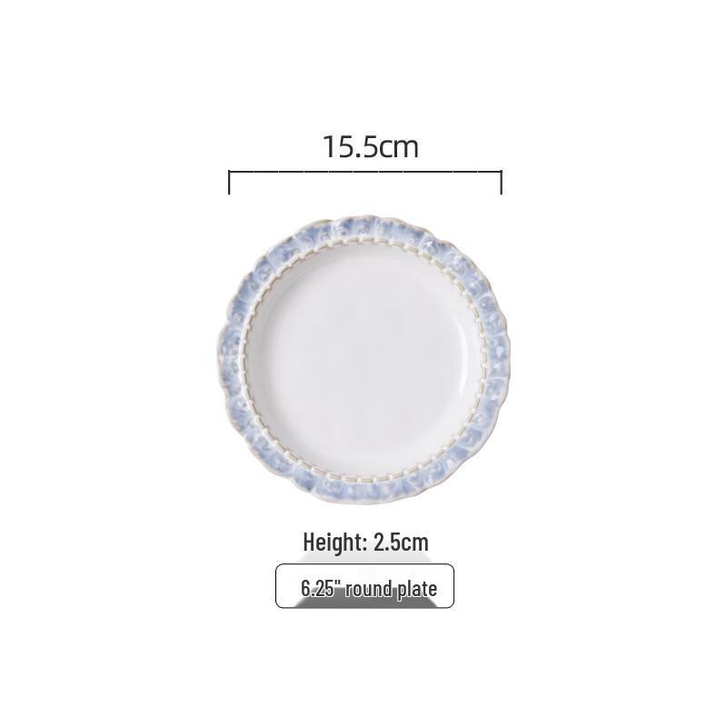 Smoke Blue Lace Embossed Ceramic Tableware