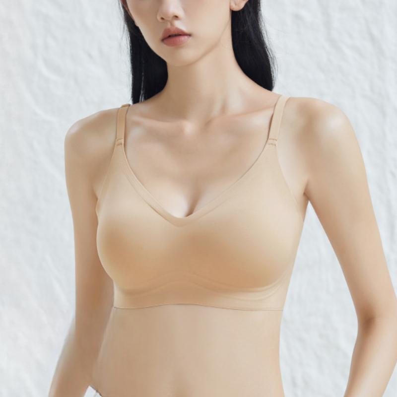 Nahtlose BH Unterwäsche Damen Atmungsaktive Unsichtbare BHs Gerafft Ohne Bügel Dünner Schulterträger Schöner Rücken-BH
