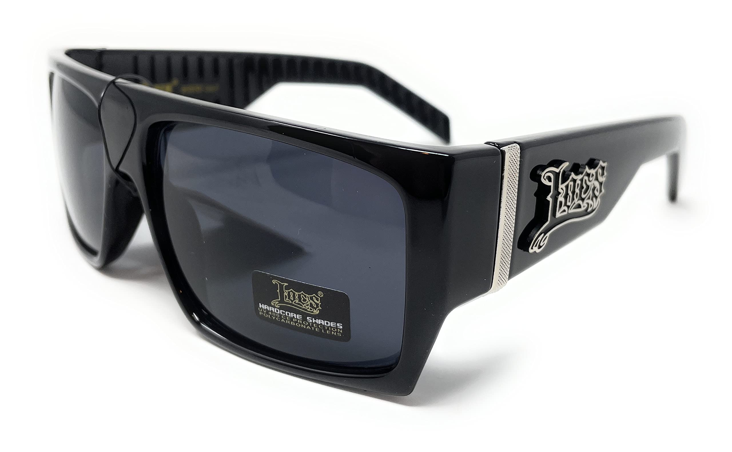 

Солнцезащитные очки LOCS Hardcore Shades LOCS 91010 Black Gangster Square Flat Top Cholo OG Lowrider Shades для взрослых 2XL, черные, чёрный