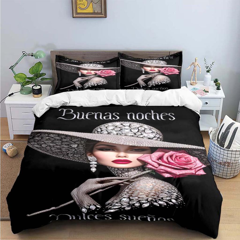 Fashion New Woman-Sexy Black And White Print Bedding Sets Bed Supplies Set Duvet Cover Bed Comforter Set Bedding Set Luxury Gift