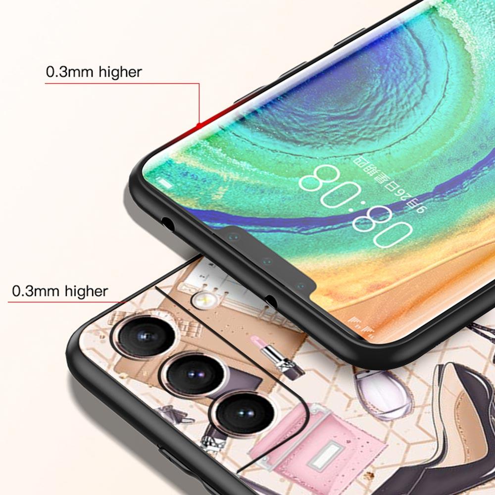 Mode High Heels Mädchen Frau Handyhülle Für Samsung Galaxy S26 Ultra S25 Plus S24 FE S23 S22 5G S21 S20 Hülle Schwarz Weich