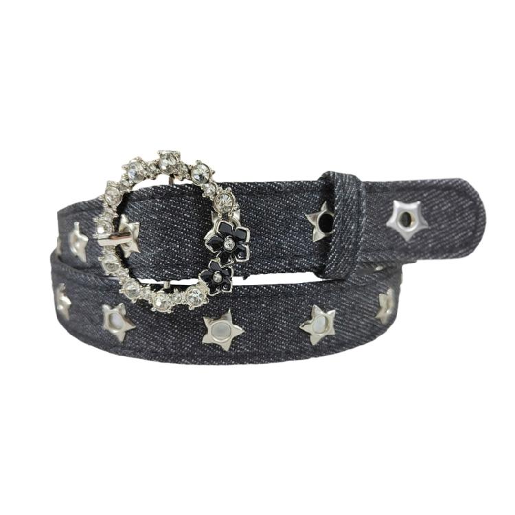 Flower Waist Chain Vintage Flower Denims Belt for Women Proms Stage and Club Party Casual Wear Elaborate Jewelry