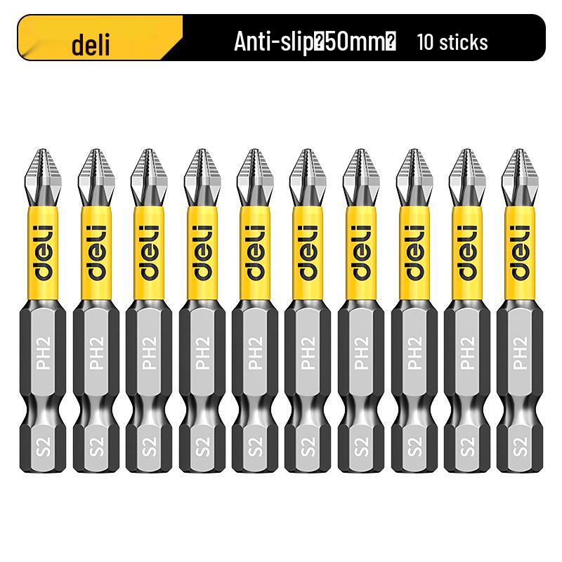 Deli Tungsten Steel Magnetic Anti-slip Phillips Drill Bit Set