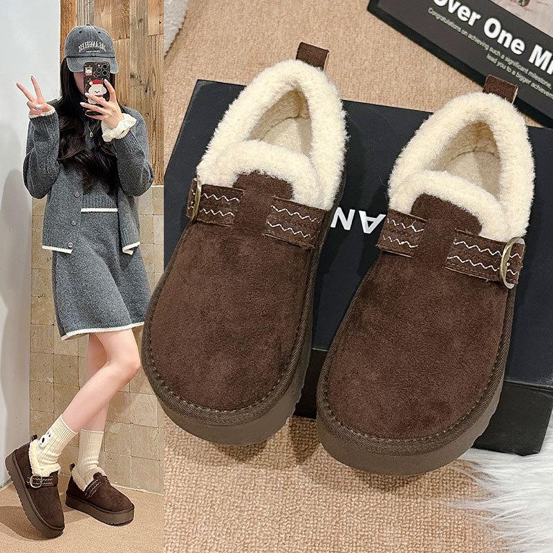 Women's Large Size Soft Sole Winter Warm Fur Snow Boots Padded Lined Ankle Boots Non-Slip Hiking Casual Sports Cotton Boots Fur Shoes
